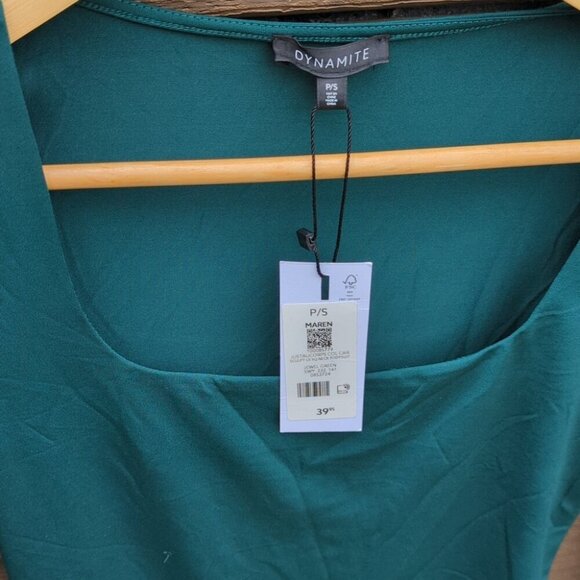 Women's Dynamite Teal Long Sleeve Bodysuit With Stretch - Size Small NWT - Picture 3 of 5